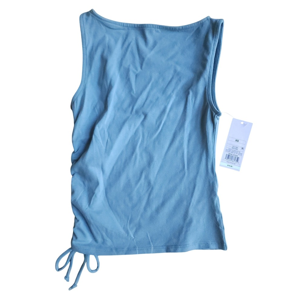 Wild Fable Tank Top Women XS Blue Side Cinch Ruched Scoop Neck Modern Basic NWT